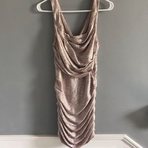 Express metallic gold fitted dress
